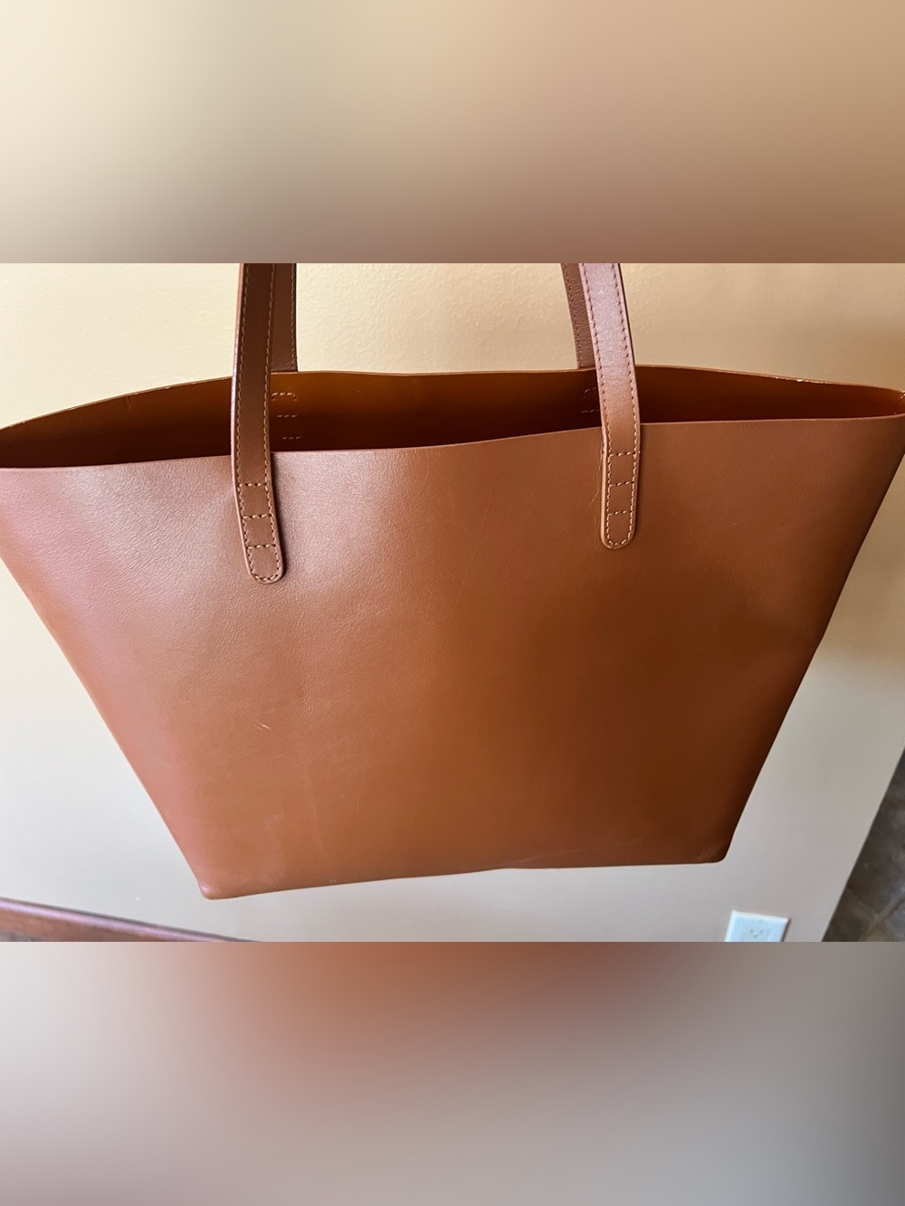 Mansur Gavriel Cognac Brown Smooth Leather Tote with Pouch